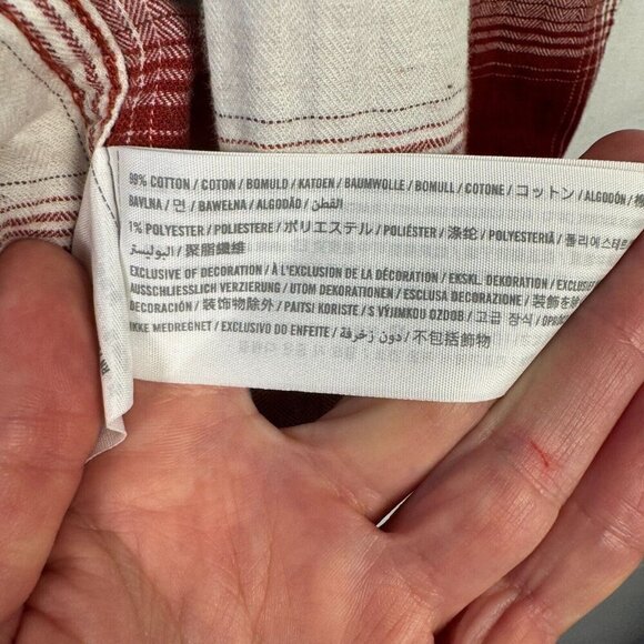 Hollister Mens Button Up Red & White Plaid Long Sleeve Shirt Size Medium - Picture 6 of 6